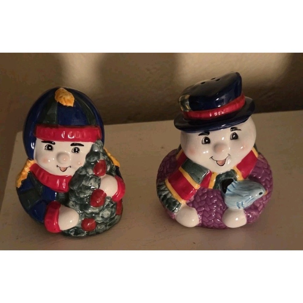 Vintage Christmas Snow People Salt & Pepper Celebrate The Season 1996 NWT Cute